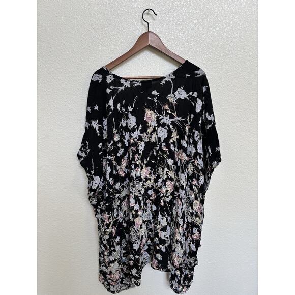 NEW Angie open floral coverup wrap black boho women's M hippie beachy relaxed - Picture 4 of 4